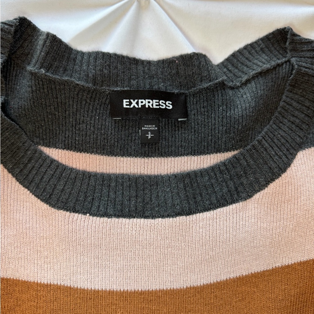 Express Fall Colorblock Crew Neck Sweater - Picture 5 of 5